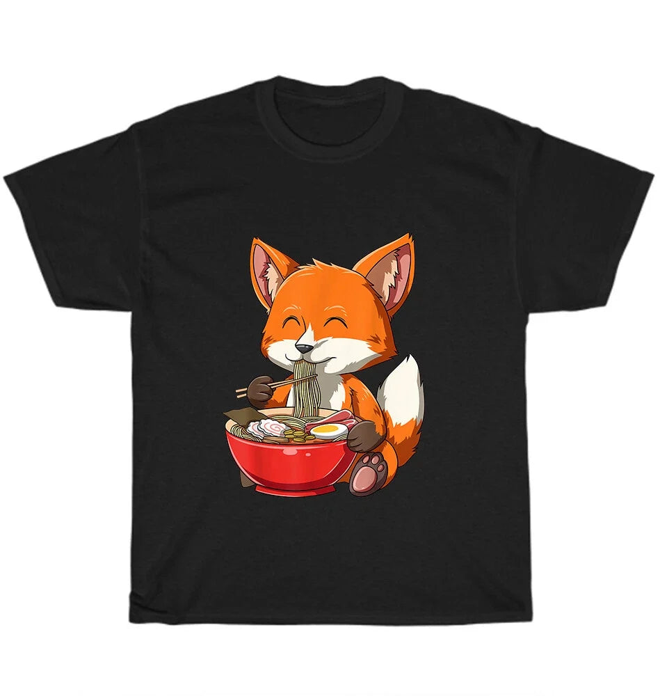 Fox Eating Ramen Noodle Foxes Animal Lover Kawaii - Adult & Kids T-Shirts, Sweatshirts & Hoodies apparel design preview 1