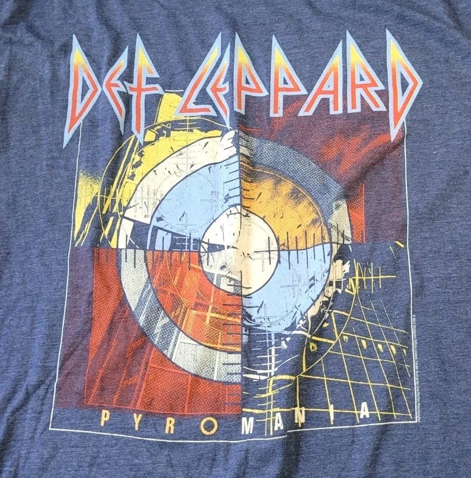 Vintage Y2k Def Leppard Pyromania Men's Size XL Blue - Adult & Kids T-Shirts, Sweatshirts & Hoodies apparel design preview 1