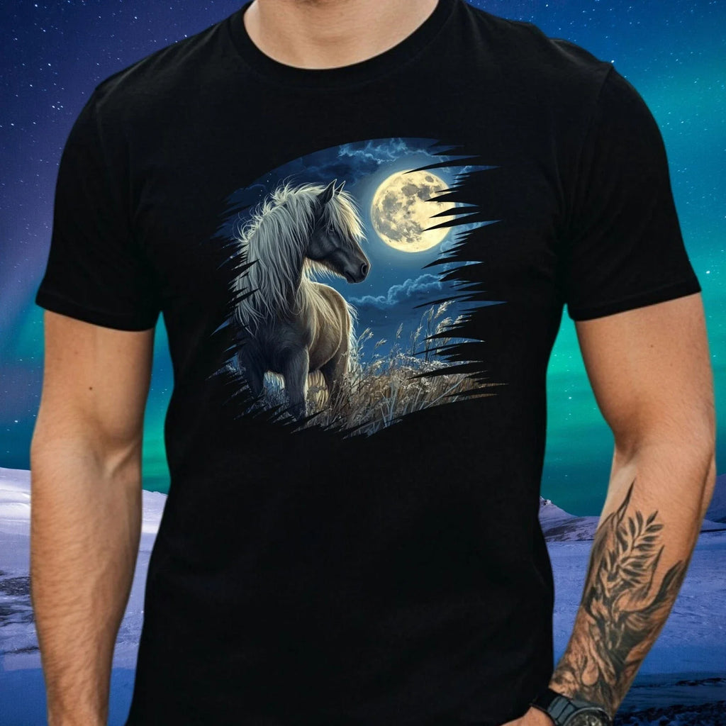 Mens Shetland Pony Full Moon Print Cotton Size XS to - Adult & Kids T-Shirts, Sweatshirts & Hoodies apparel design preview 1