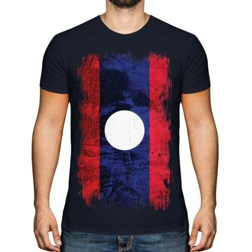 Laos Grunge Flagge Herren Lao Fußball Laotisches - Adult & Kids T-Shirts, Sweatshirts & Hoodies apparel design preview 1