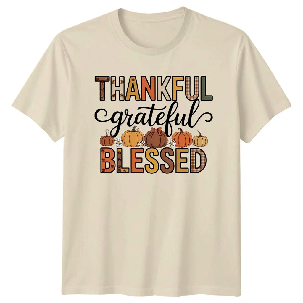 Thankful Grateful Blessed Fall Pumpkin Thanksgiving - Adult & Kids T-Shirts, Sweatshirts & Hoodies apparel design preview 1