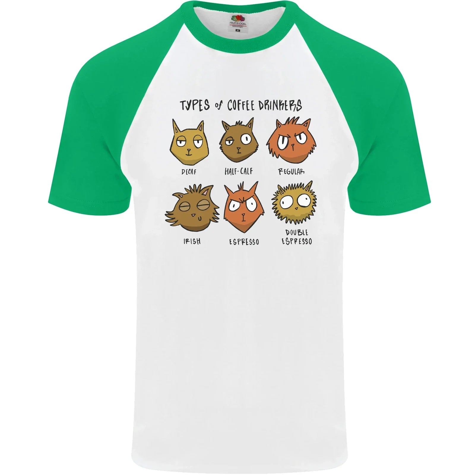 Cats Types of Coffee Drinkers Mens S/S Baseball - Adult & Kids T-Shirts, Sweatshirts & Hoodies apparel design preview 1