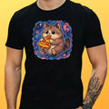 Cat Eating Pizza In Space Theme Cotton Mens Size XS - Adult & Kids T-Shirts, Sweatshirts & Hoodies apparel design preview 1