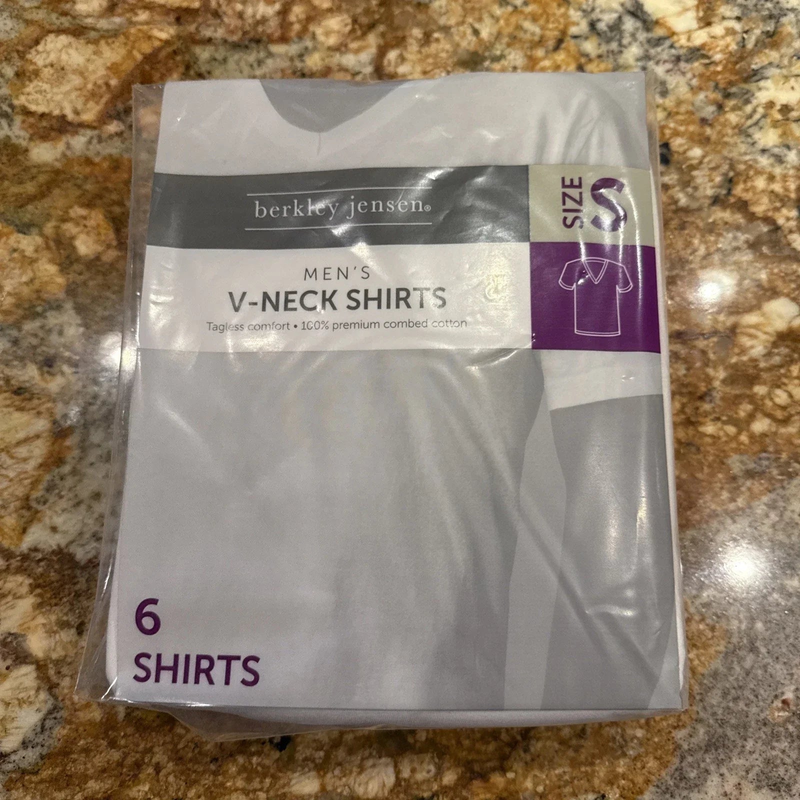 Pkg Of SIX -Berkley Jensen Mens Tagless V Neck Cotton - Adult & Kids T-Shirts, Sweatshirts & Hoodies apparel design preview 1