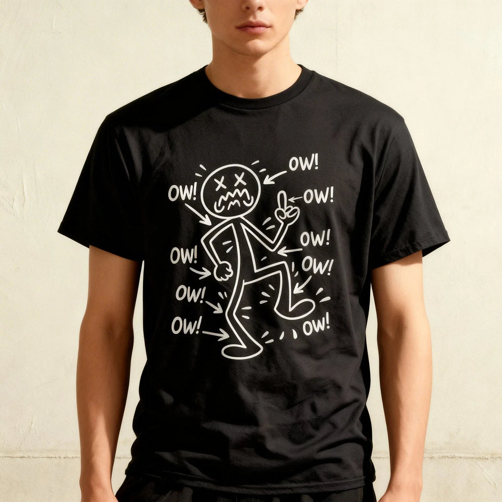Ow Comedy Stick Character Funny Chronic Pain Meme - Adult & Kids T-Shirts, Sweatshirts & Hoodies apparel design preview 1