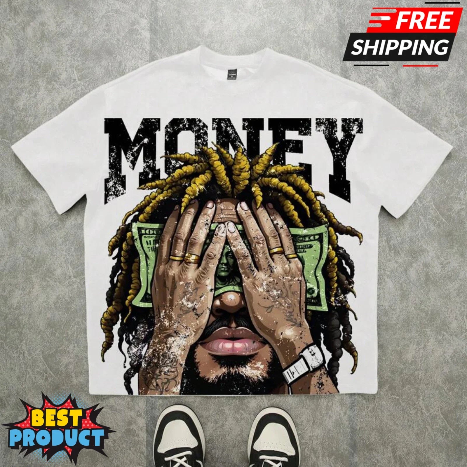Oversized Hip Hop Graphic Dollar Money Print - Adult & Kids T-Shirts, Sweatshirts & Hoodies apparel design preview 1