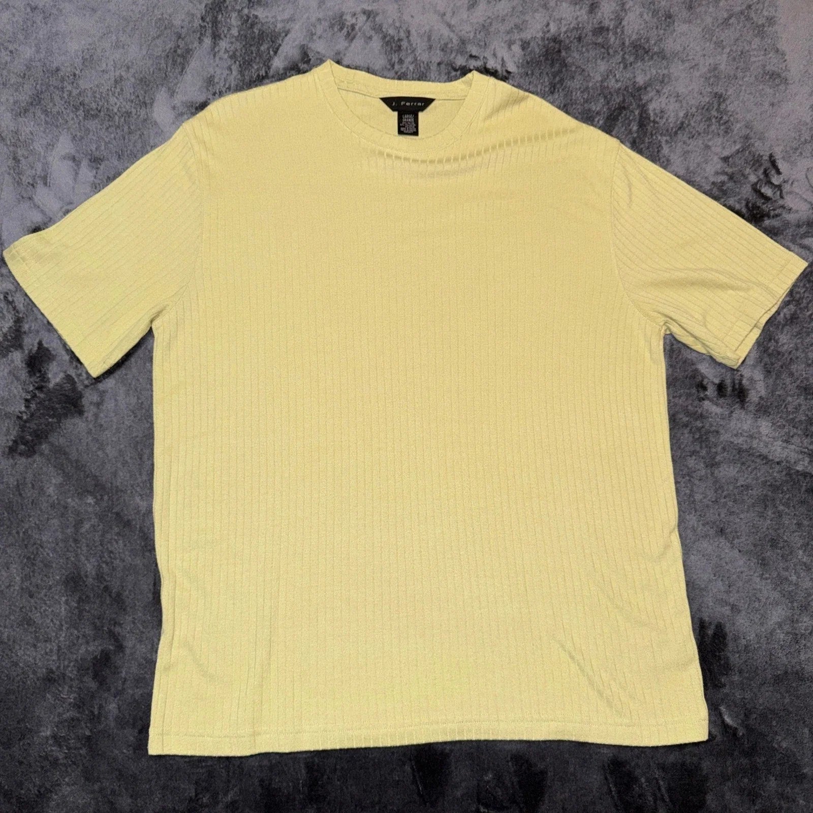 J. Ferrar Mens Ribbed Knit Short Sleeve Pale Yellow - Adult & Kids T-Shirts, Sweatshirts & Hoodies apparel design preview 1