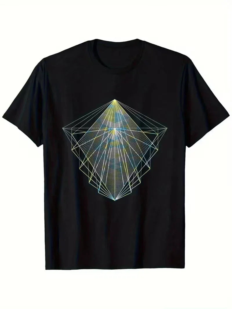 Men's 100% Geometric Triangle Print Black with Blue - Adult & Kids T-Shirts, Sweatshirts & Hoodies apparel design preview 1