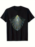 Men's 100% Geometric Triangle Print Black with Blue - Adult & Kids T-Shirts, Sweatshirts & Hoodies apparel design preview 1