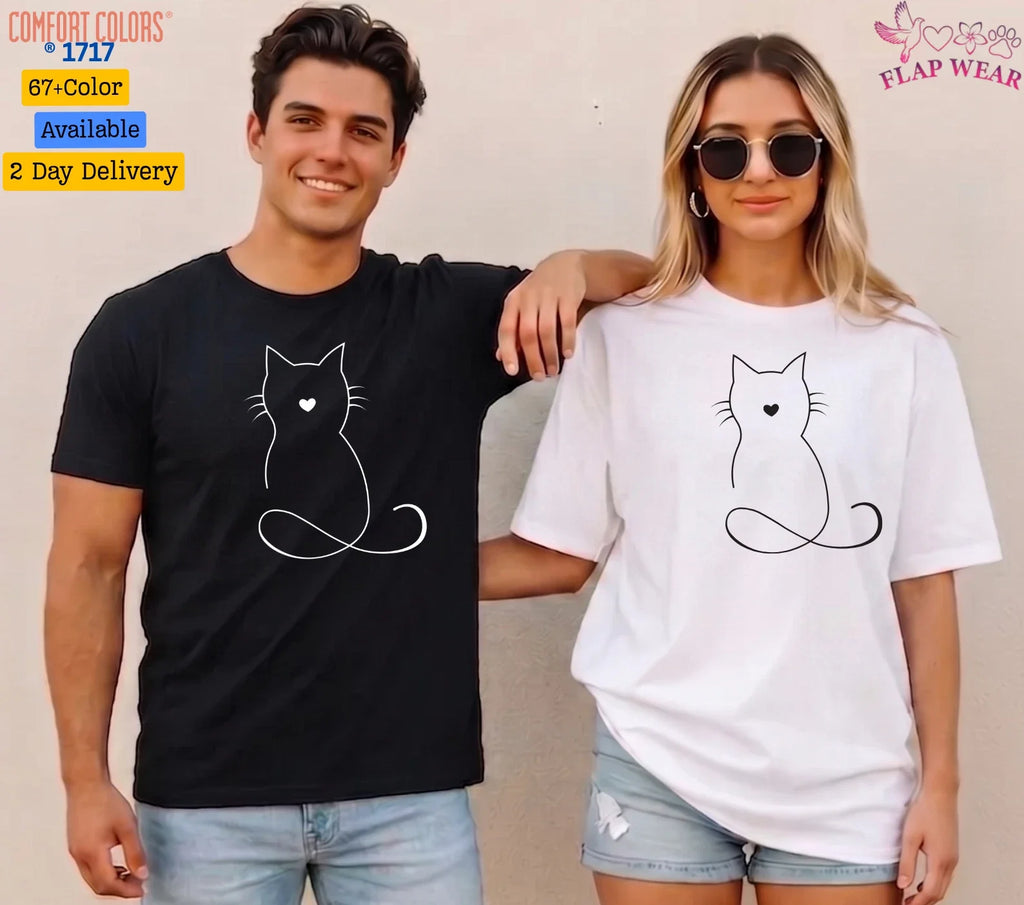 Unisex Minimalist Cat Heart women, men, vintage - Adult & Kids T-Shirts, Sweatshirts & Hoodies apparel design preview 1