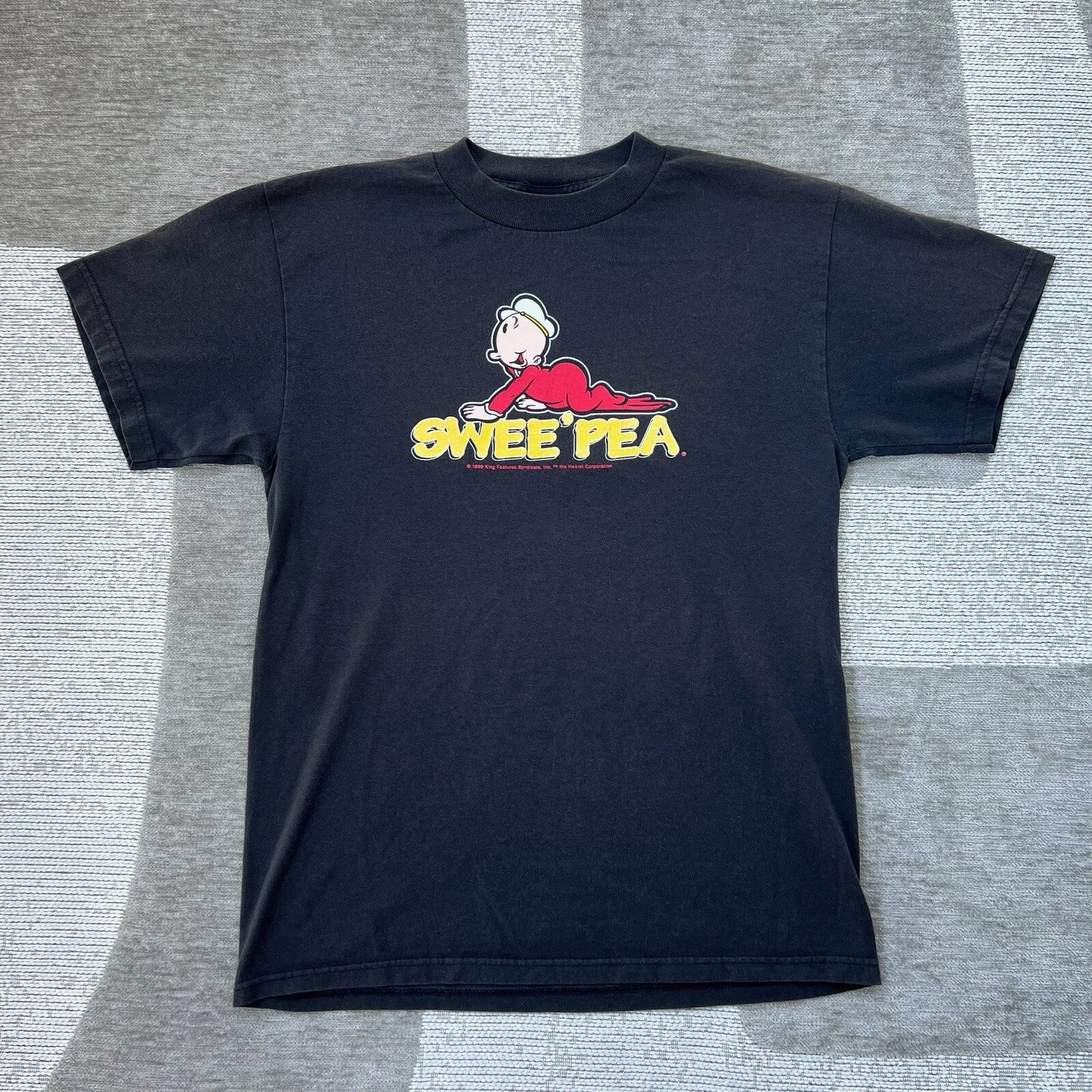 Vintage 90s Popeye Swee Pea Mens M Black Cartoon Y2K - Adult & Kids T-Shirts, Sweatshirts & Hoodies apparel design preview 1