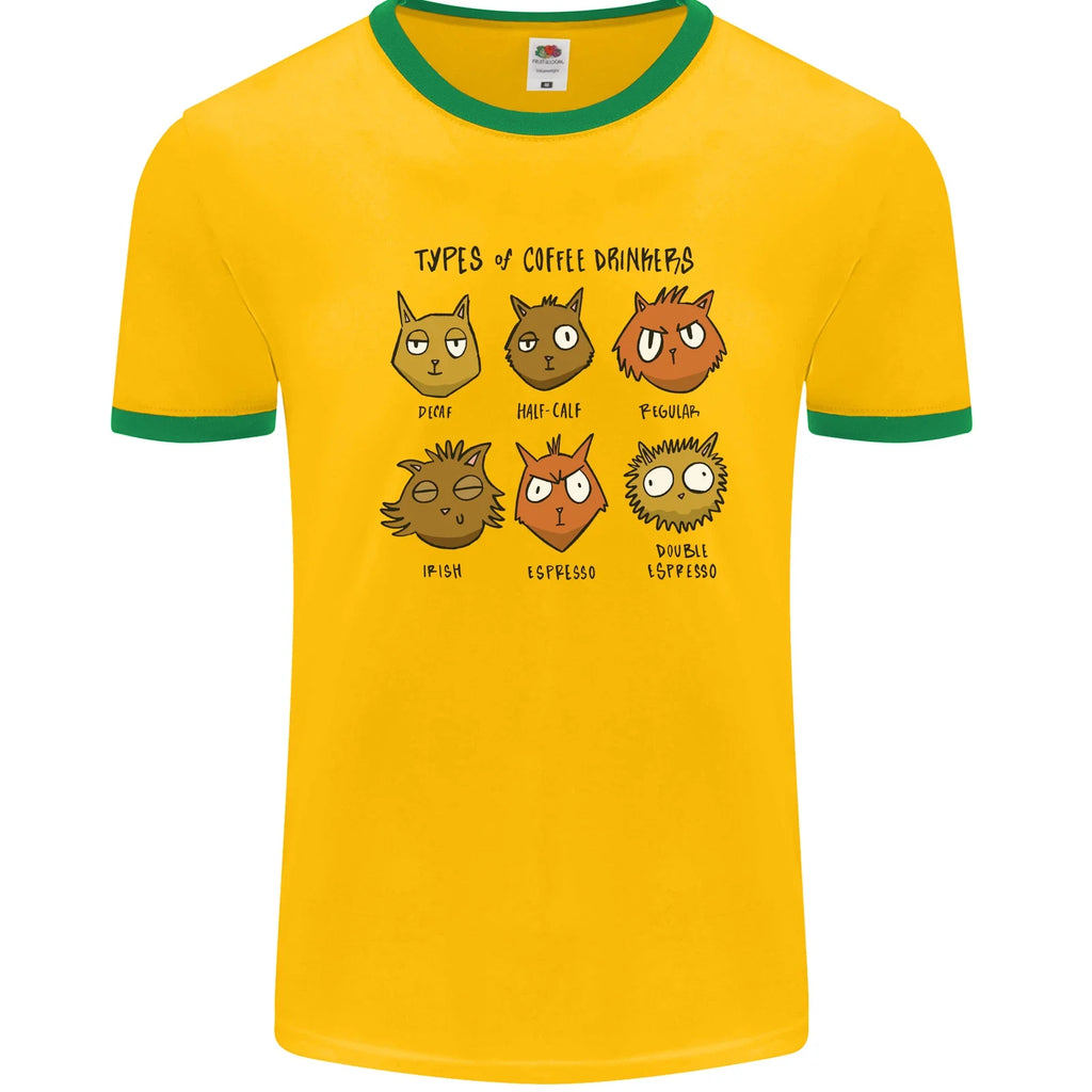 Cats Types of Coffee Drinkers Mens Ringer FotL - Adult & Kids T-Shirts, Sweatshirts & Hoodies apparel design preview 1
