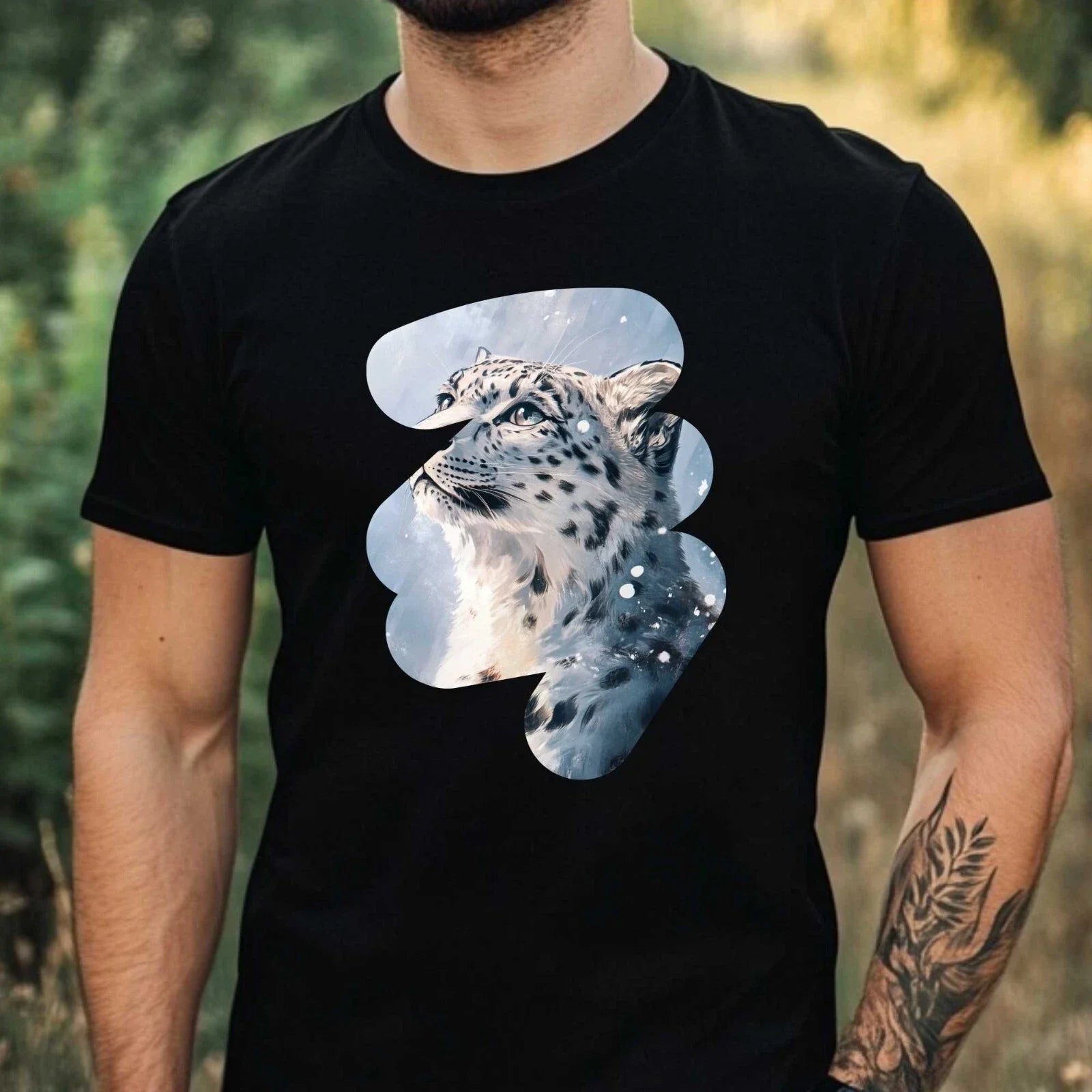 Mens Snow Leopard Print Cotton Size XS to 5XL - Adult & Kids T-Shirts, Sweatshirts & Hoodies apparel design preview 1