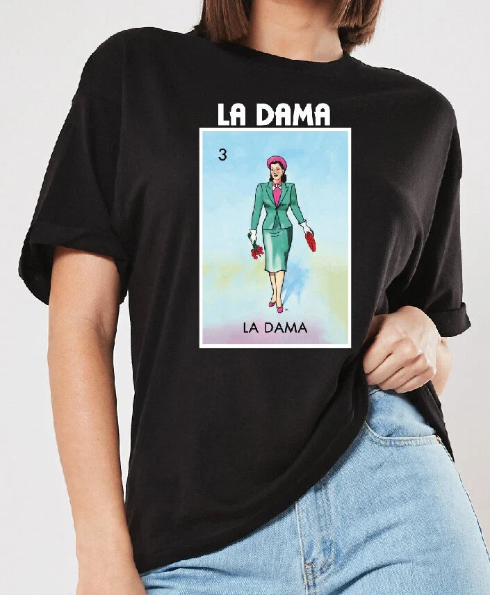 La Dama Loteria Mexican Bingo Short Sleeve V-Neck - Adult & Kids T-Shirts, Sweatshirts & Hoodies apparel design preview 1