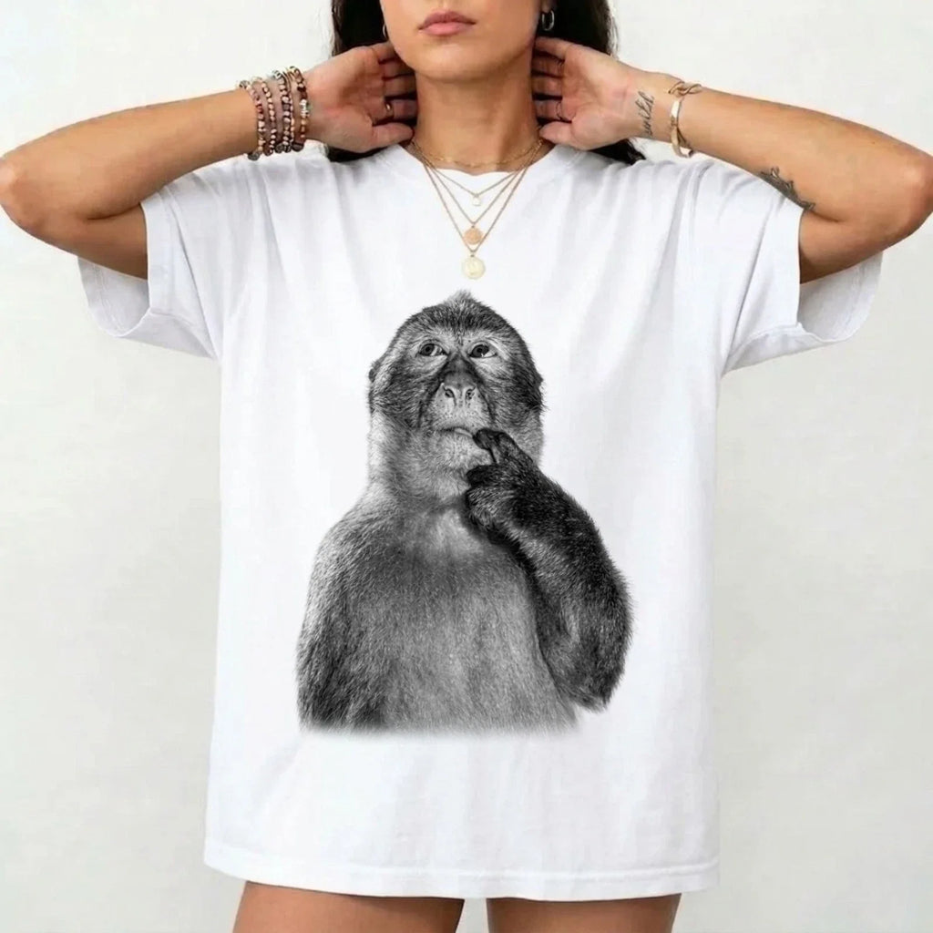 Funny Monkey Thinking Unisex Graphic Cute Animal - Adult & Kids T-Shirts, Sweatshirts & Hoodies apparel design preview 1