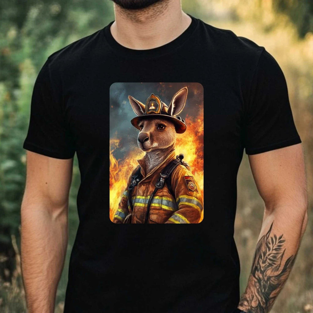 Mens Kangaroo Firefighter Motif Cotton Size XS to 5XL - Adult & Kids T-Shirts, Sweatshirts & Hoodies apparel design preview 1