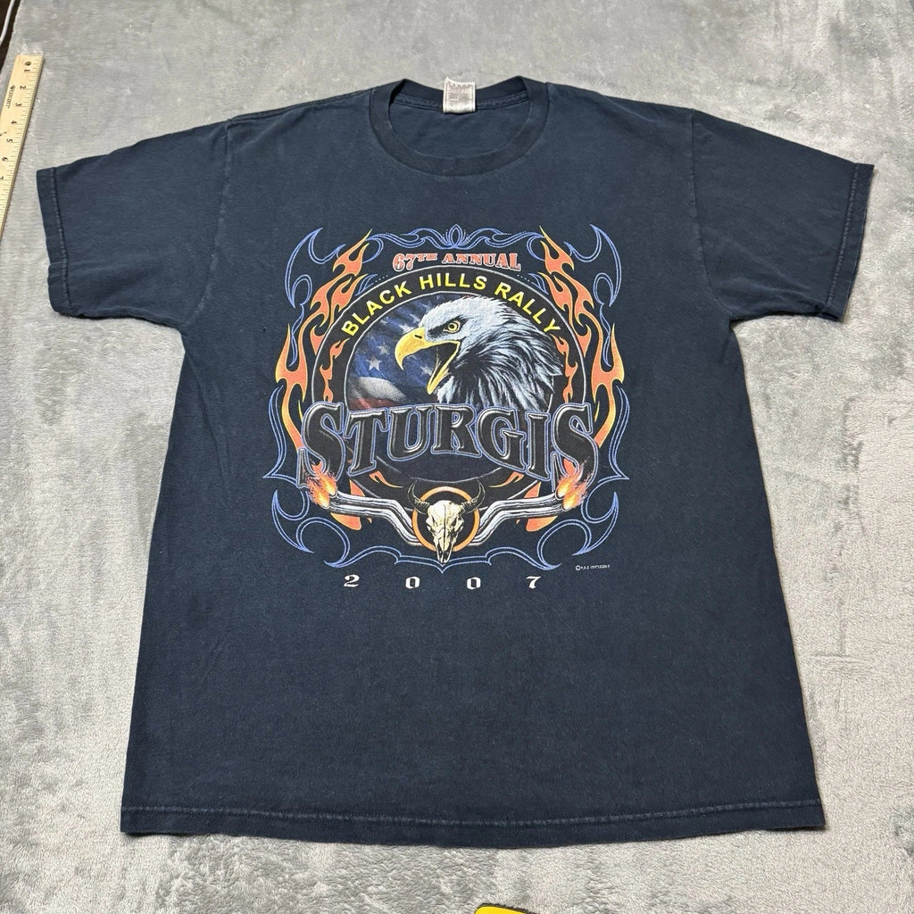 VTG Y2K 2007 Sturgis Eagle Biker Mens Size L Black - Adult & Kids T-Shirts, Sweatshirts & Hoodies apparel design preview 1