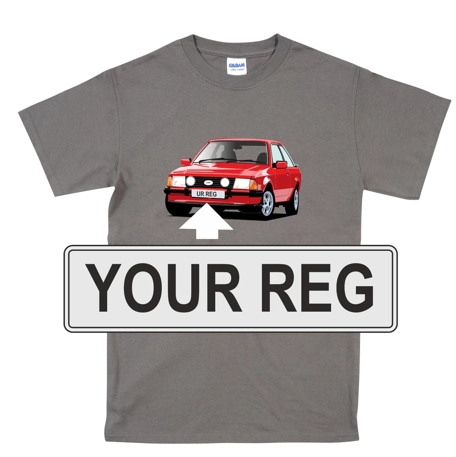 MK3 Ford Escort XR3 RS Classic Car Personalised - Adult & Kids T-Shirts, Sweatshirts & Hoodies apparel design preview 1