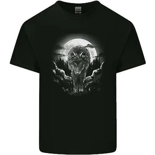 Lone Wolf In the Moonlight Mens Cotton Top - Adult & Kids T-Shirts, Sweatshirts & Hoodies apparel design preview 1