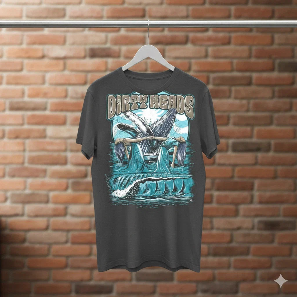 Dirty Heads Band Ocean Whale Graphic Black Reggae - Adult & Kids T-Shirts, Sweatshirts & Hoodies apparel design preview 1