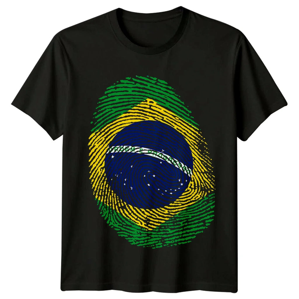 Brazil Flag Fingerprint Travel Mens South America - Adult & Kids T-Shirts, Sweatshirts & Hoodies apparel design preview 1