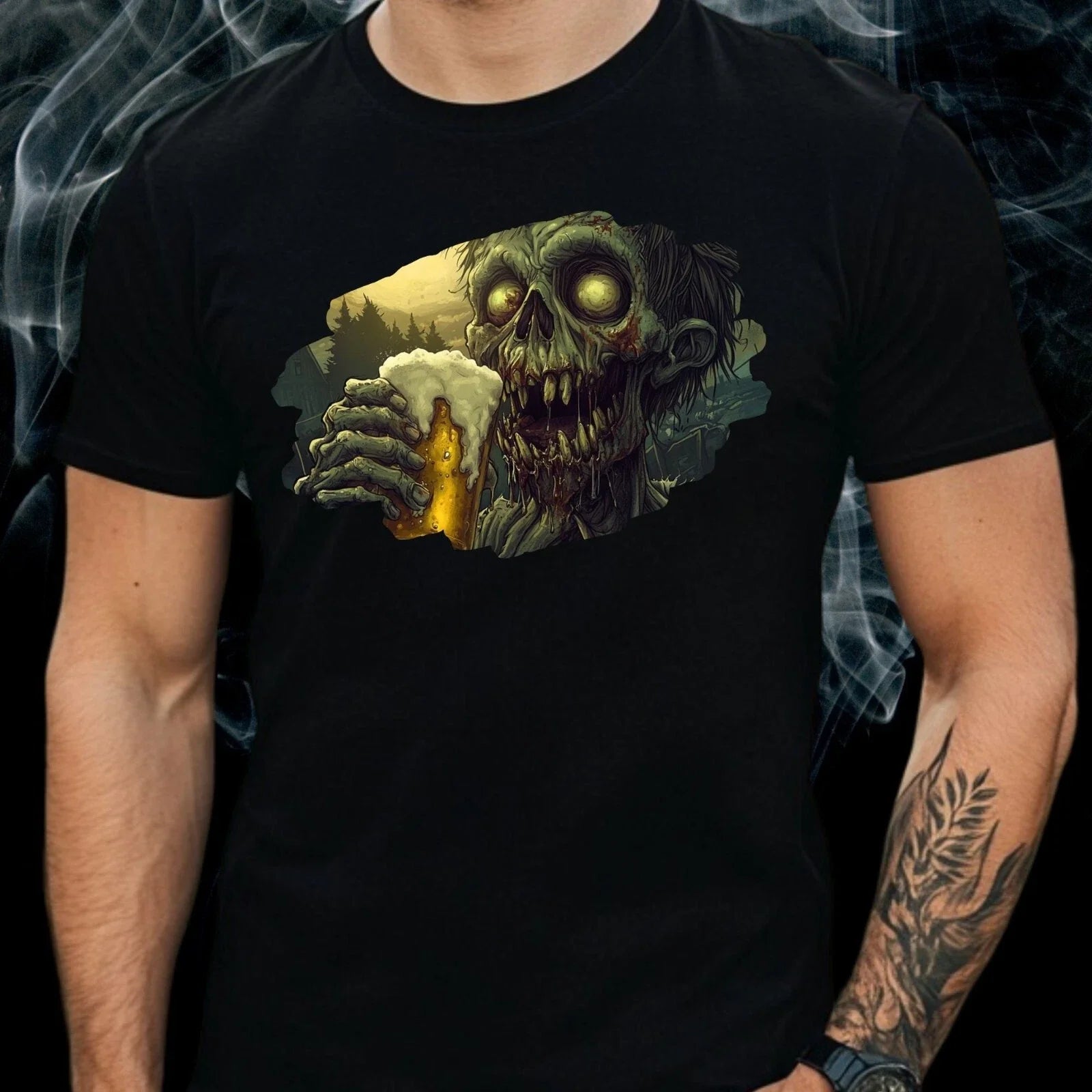 Mens Zombie Beer Print Cotton Size XS to 5XL - Adult & Kids T-Shirts, Sweatshirts & Hoodies apparel design preview 1