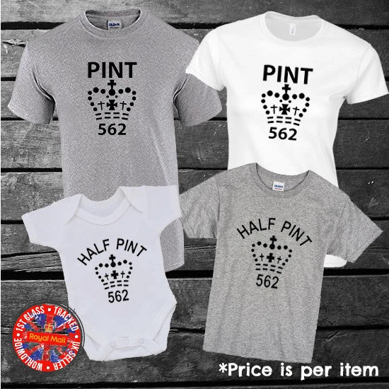Pint Half Mother Father Son Daughter Matching Family - Adult & Kids T-Shirts, Sweatshirts & Hoodies apparel design preview 1