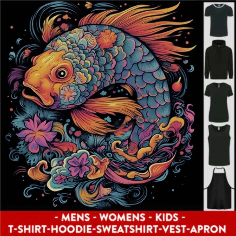 Psychedelic Koi Carp Fish Mens Womens Kids Unisex - Adult & Kids T-Shirts, Sweatshirts & Hoodies apparel design preview 1