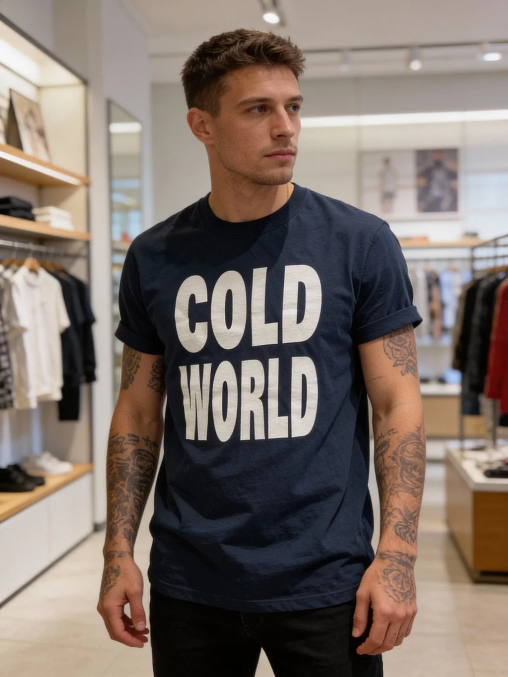 Vintage 2000S Cold World First nAVY NWT - Adult & Kids T-Shirts, Sweatshirts & Hoodies apparel design preview 1