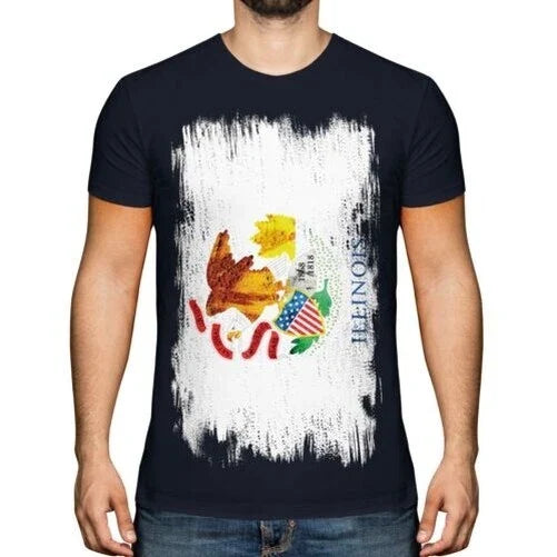 Illinois State Grunge Flag Mens Illinoisan Jersey - Adult & Kids T-Shirts, Sweatshirts & Hoodies apparel design preview 1