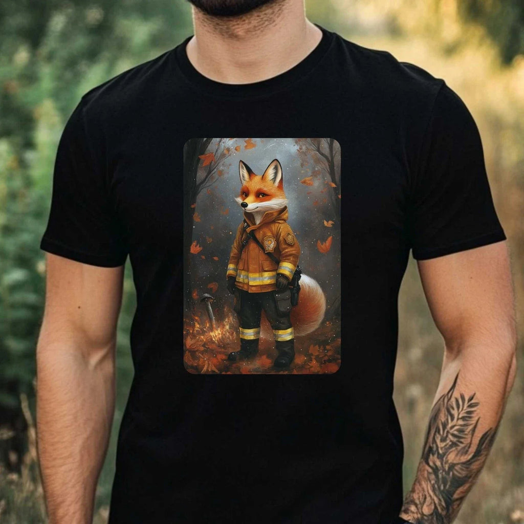 Mens Fox as Firefighter Motif Cotton Size XS to 5XL - Adult & Kids T-Shirts, Sweatshirts & Hoodies apparel design preview 1