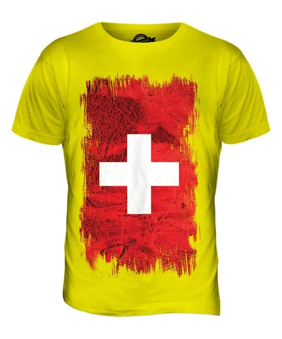 SWITZERLAND GRUNGE FLAG MENS XS S M L XL 2XL 3XL 4XL - Adult & Kids T-Shirts, Sweatshirts & Hoodies apparel design preview 1