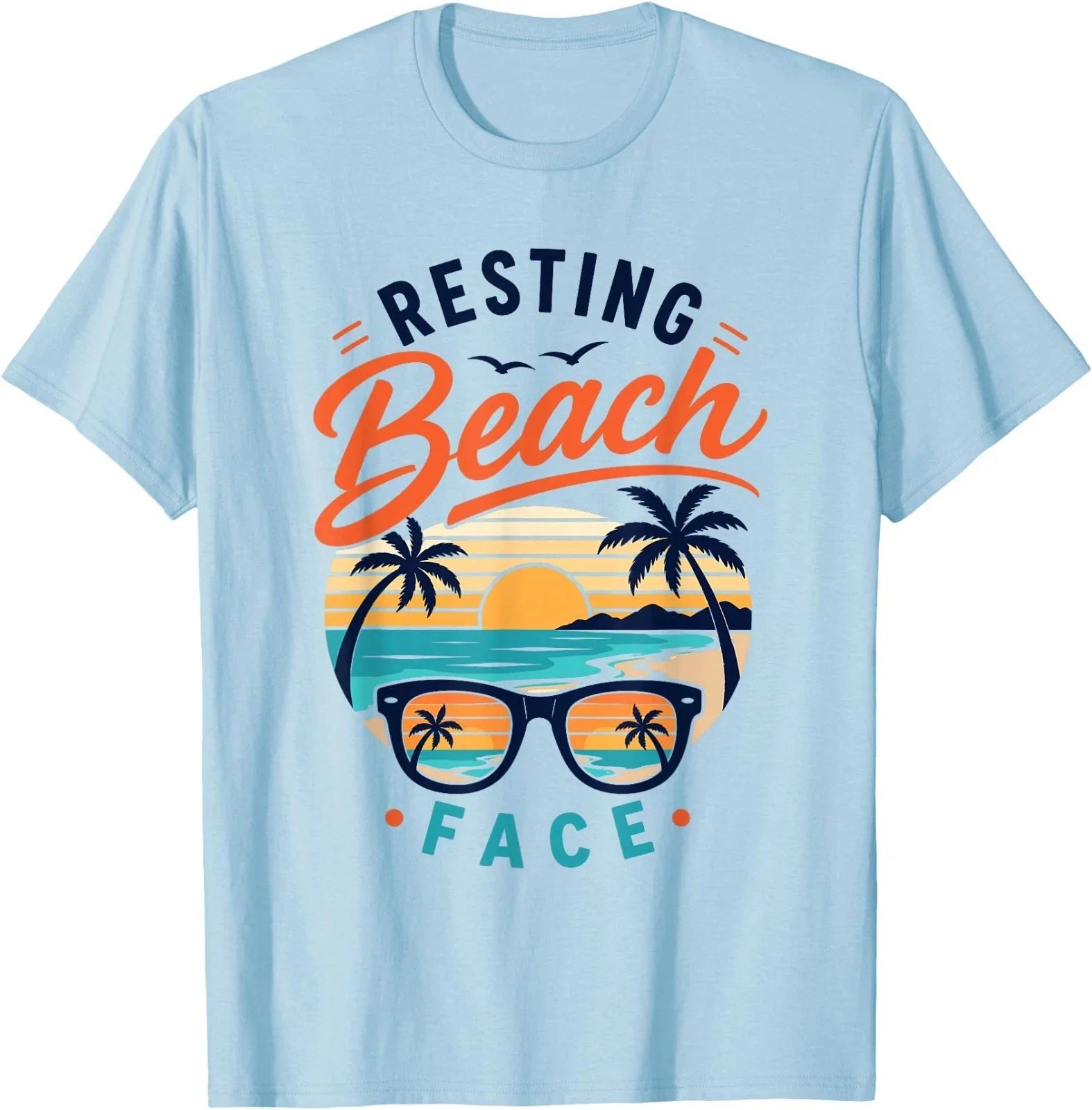 Resting Beach Face Retro Sunset Tropical Vacation - Adult & Kids T-Shirts, Sweatshirts & Hoodies apparel design preview 1