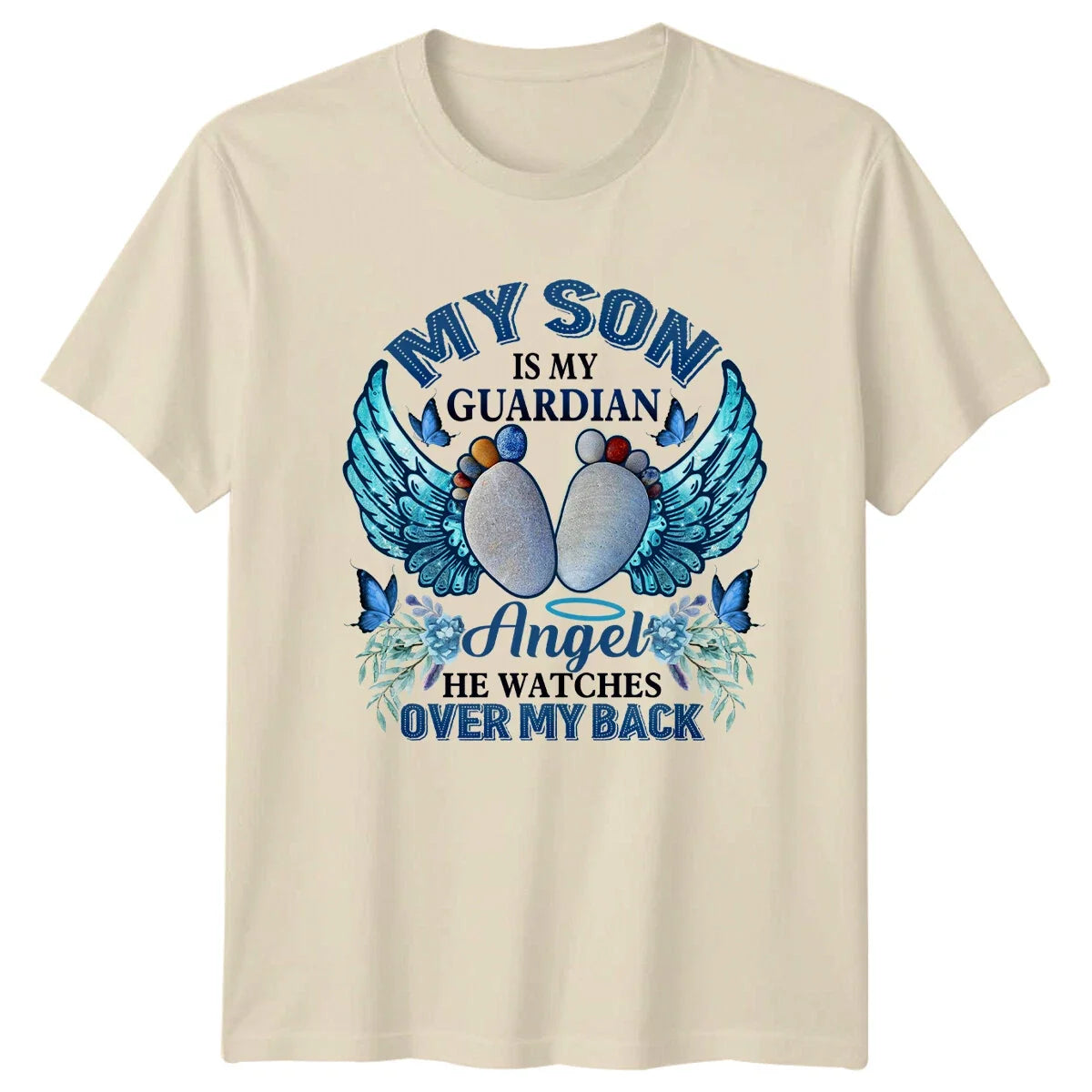 My Son Is Guardian Angel He Watches Over Back - Adult & Kids T-Shirts, Sweatshirts & Hoodies apparel design preview 1