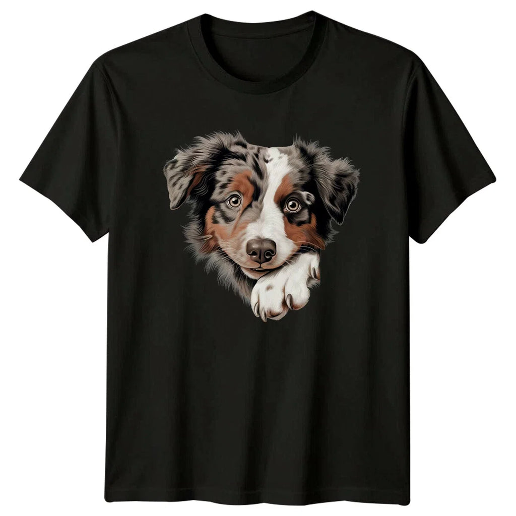 Cute Aussie Peekaboo Dog Portrait Pet Lover - Adult & Kids T-Shirts, Sweatshirts & Hoodies apparel design preview 1