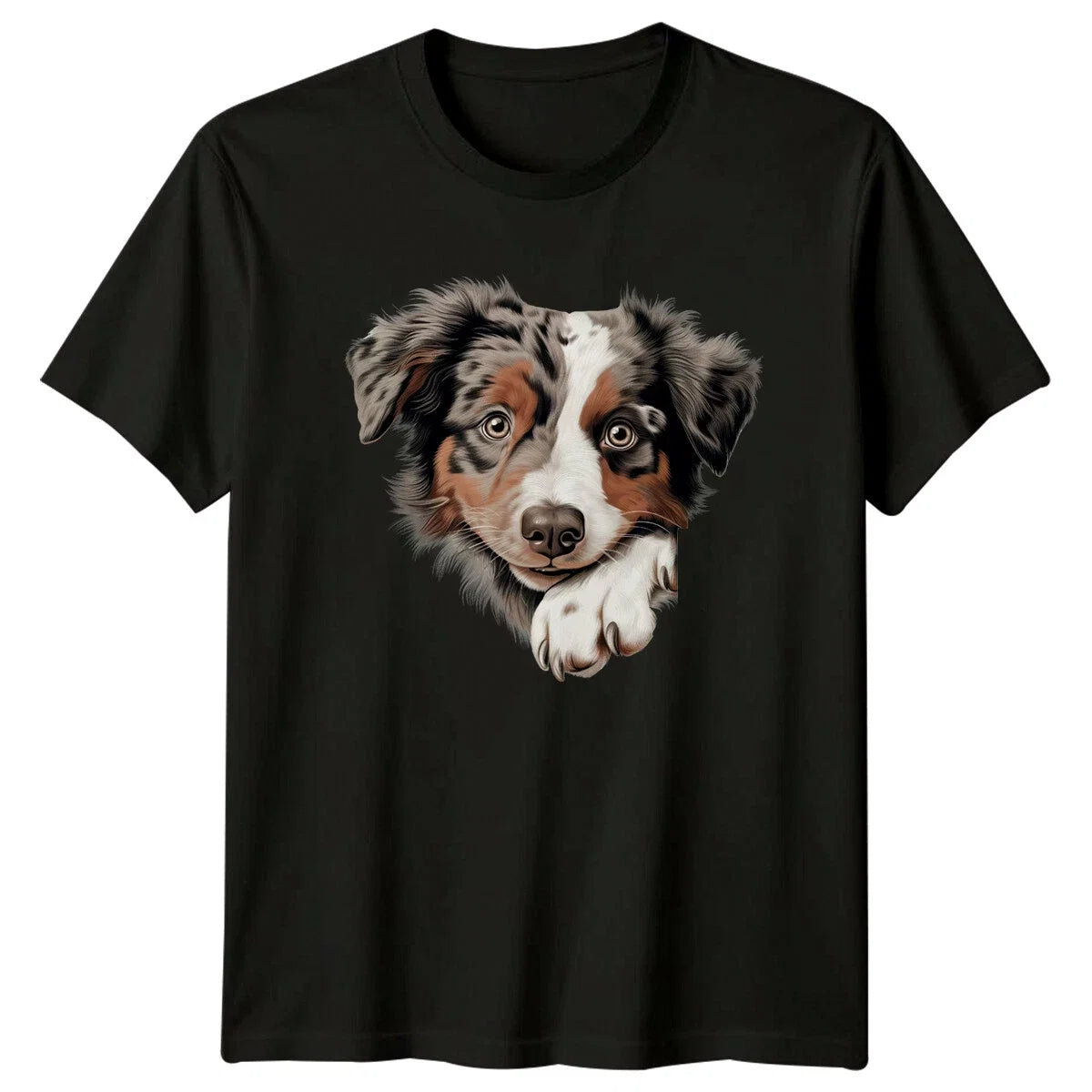 Cute Aussie Peekaboo Dog Portrait Pet Lover - Adult & Kids T-Shirts, Sweatshirts & Hoodies apparel design preview 1