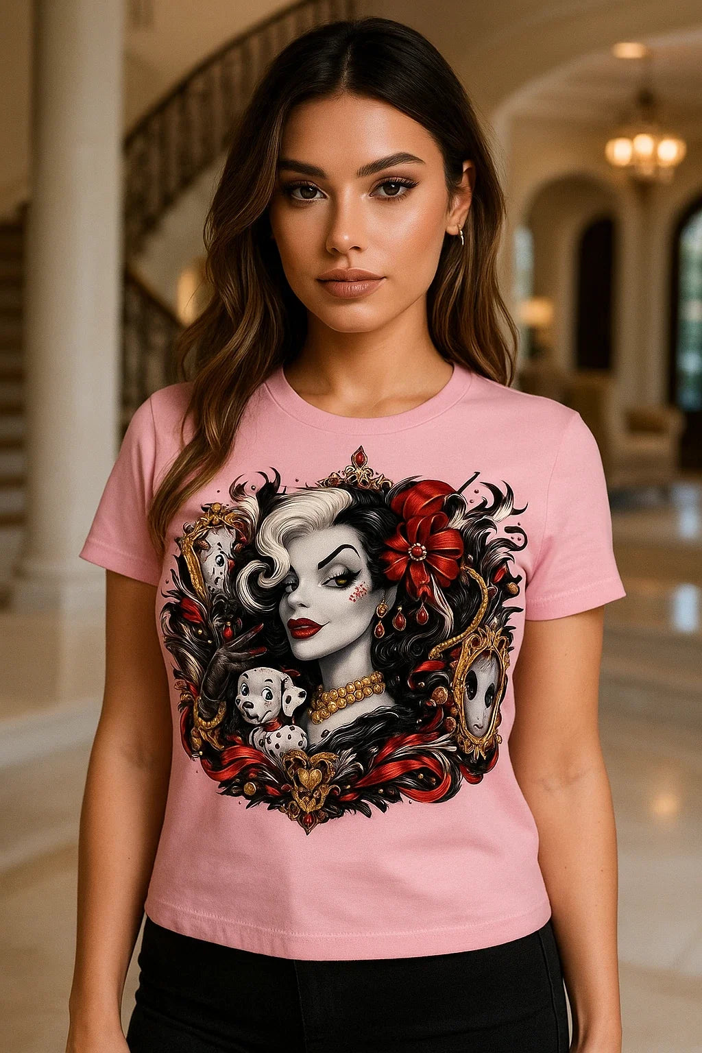 Cruella Inspired Dalmatian Villain Dark Glam - Adult & Kids T-Shirts, Sweatshirts & Hoodies apparel design preview 1