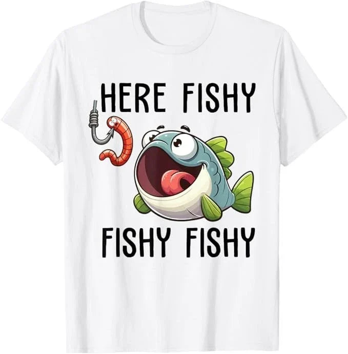 Here Fishy Fisherman Funny Fishing Lover Cute Fish - Adult & Kids T-Shirts, Sweatshirts & Hoodies apparel design preview 1