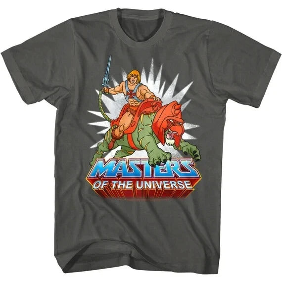 HE-MAN w/BATTLE CAT Retro 80's Cartoon MOTU American - Adult & Kids T-Shirts, Sweatshirts & Hoodies apparel design preview 1