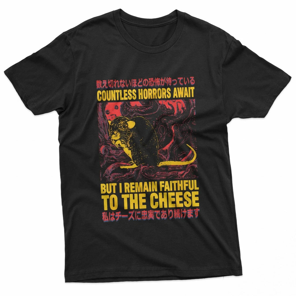 Faithful To The Cheese Funny Japanese Horror Rat Meme - Adult & Kids T-Shirts, Sweatshirts & Hoodies apparel design preview 1