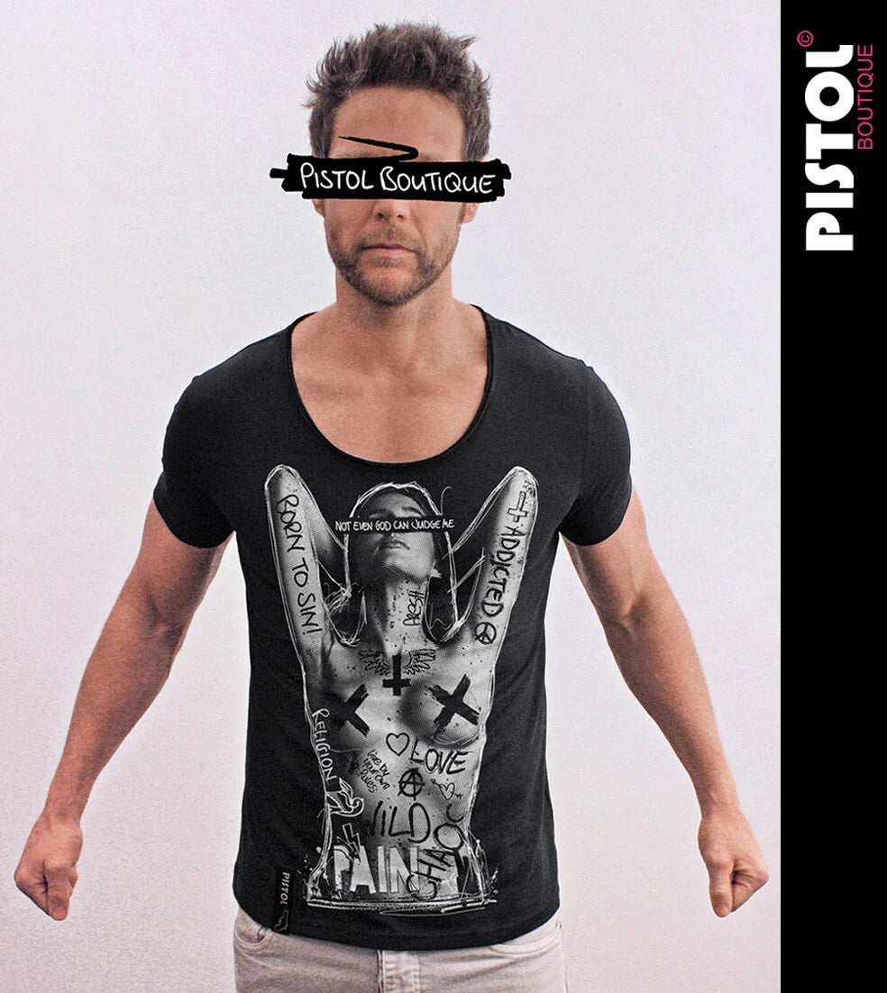 Pistol Boutique Men's Fitted Black Round Neck NAKED - Adult & Kids T-Shirts, Sweatshirts & Hoodies apparel design preview 1