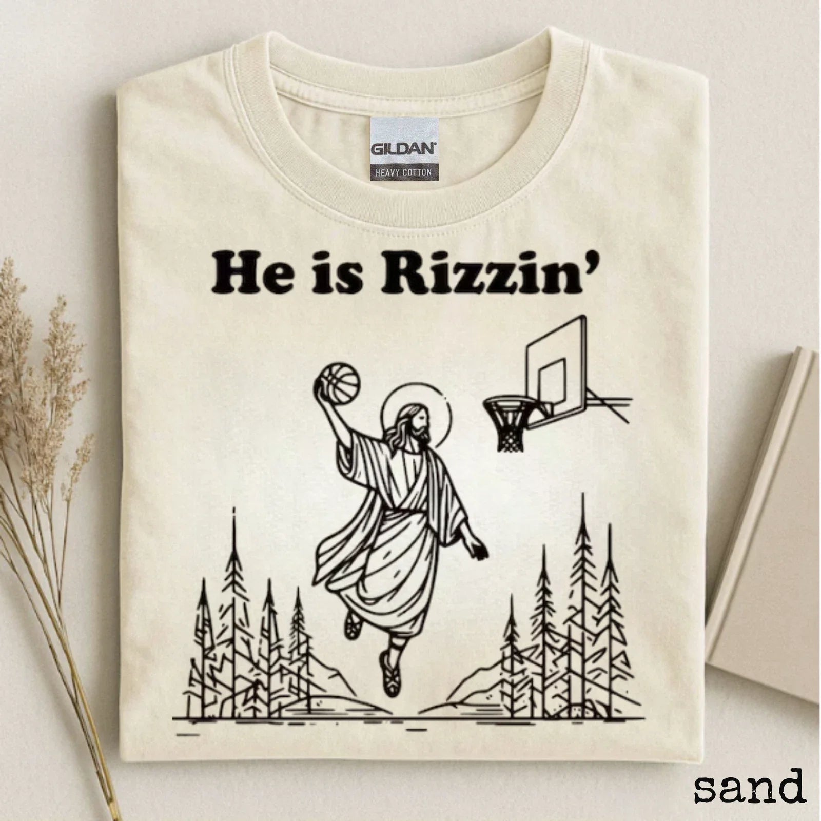 He is Rizzin Christian Funny Jesus Playing Basketball - Adult & Kids T-Shirts, Sweatshirts & Hoodies apparel design preview 1