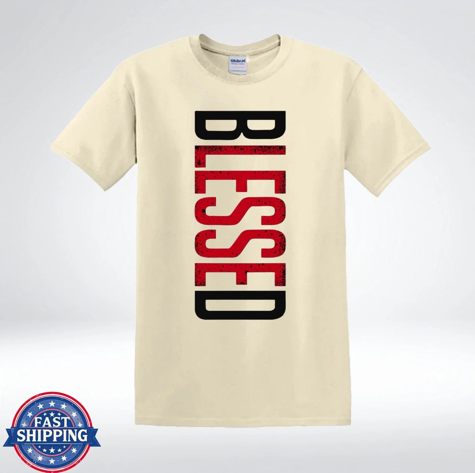 Blessed Minimalist Vertical Typography Faith Graphic - Adult & Kids T-Shirts, Sweatshirts & Hoodies apparel design preview 1