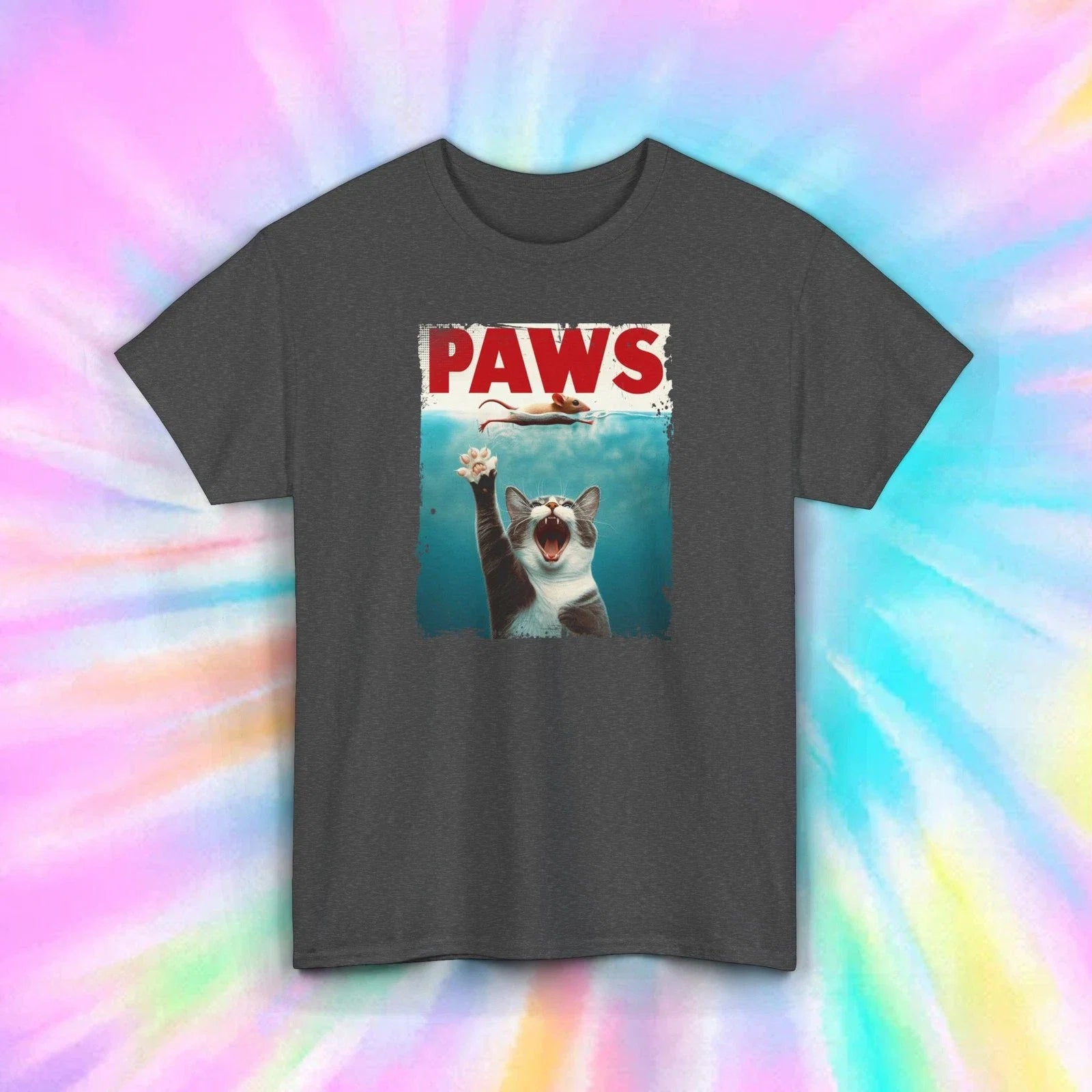Paws Funny Cat Jaws Parody Graphic S-5XL - Adult & Kids T-Shirts, Sweatshirts & Hoodies apparel design preview 1