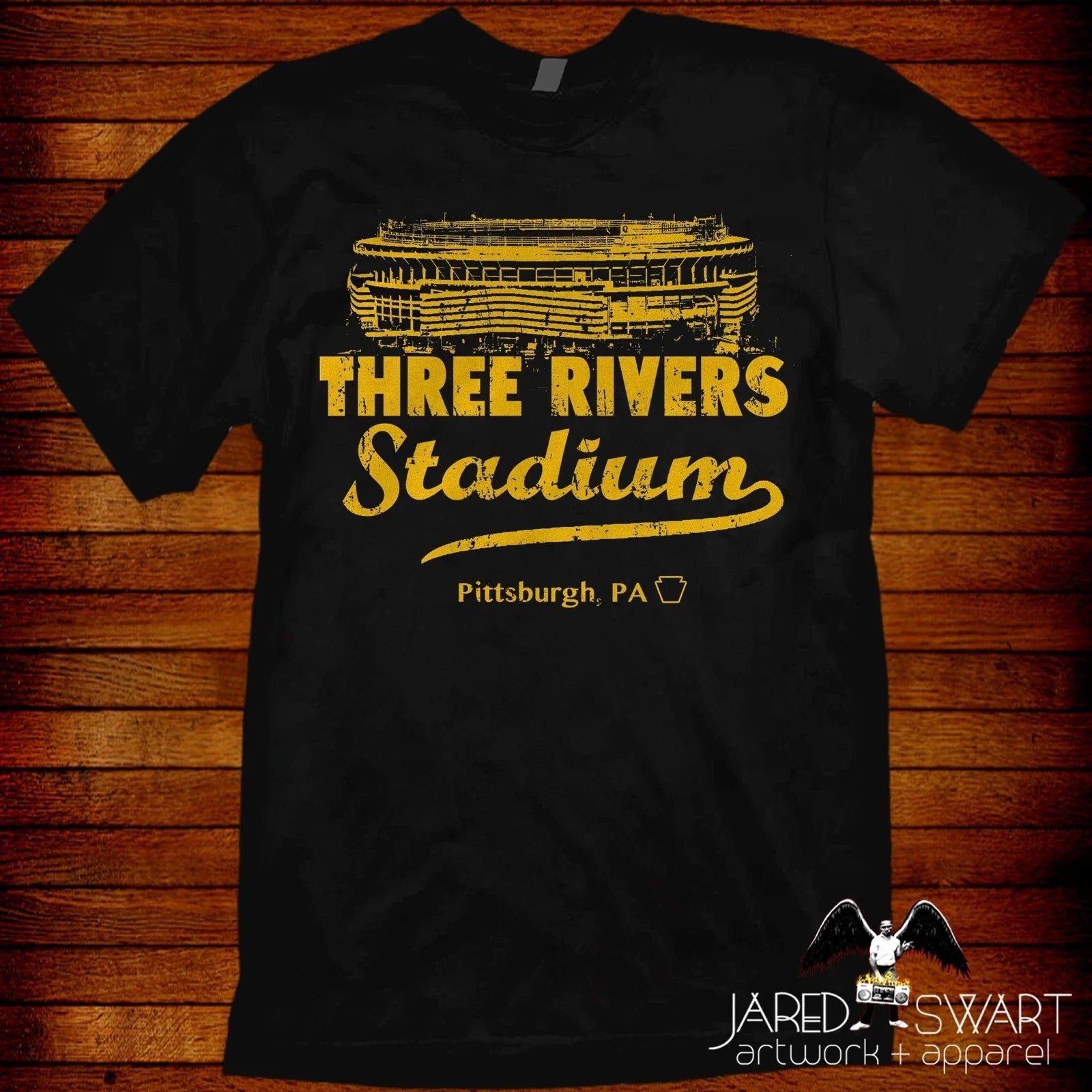 Pittsburgh Three Rivers Stadium retro old of Stealers - Adult & Kids T-Shirts, Sweatshirts & Hoodies apparel design preview 1