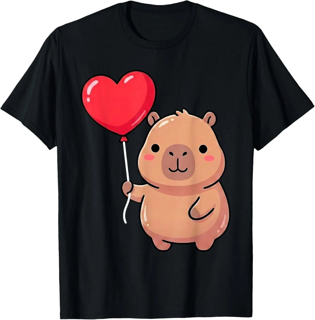 Cute Valentine Capybara Heart Balloon Kawaii - Adult & Kids T-Shirts, Sweatshirts & Hoodies apparel design preview 1