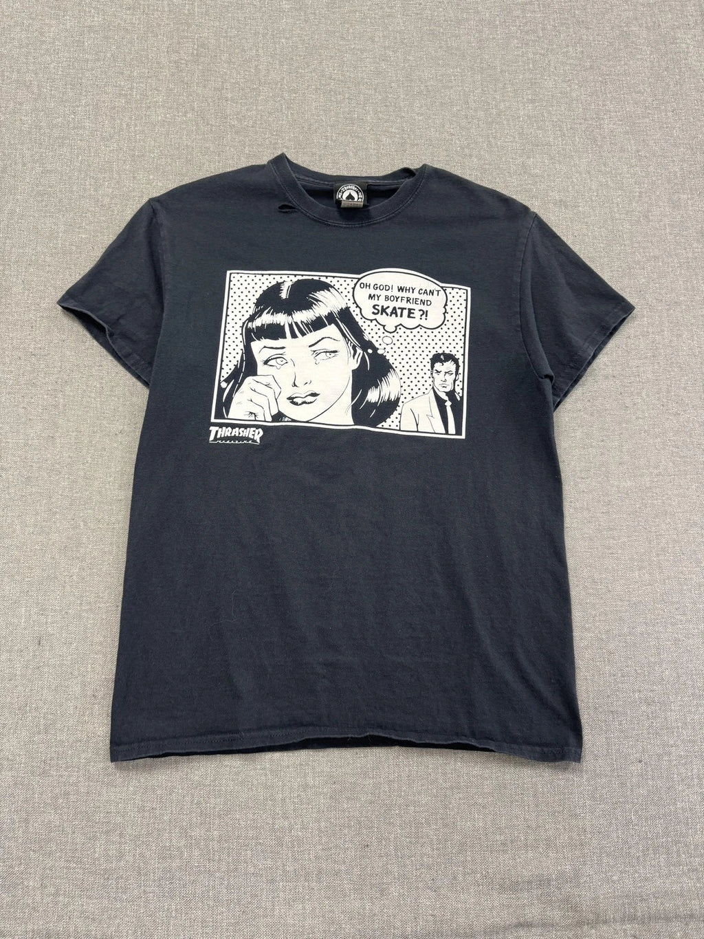 Y2K Thrasher Mens Medium Black Comic Graphic - Adult & Kids T-Shirts, Sweatshirts & Hoodies apparel design preview 1