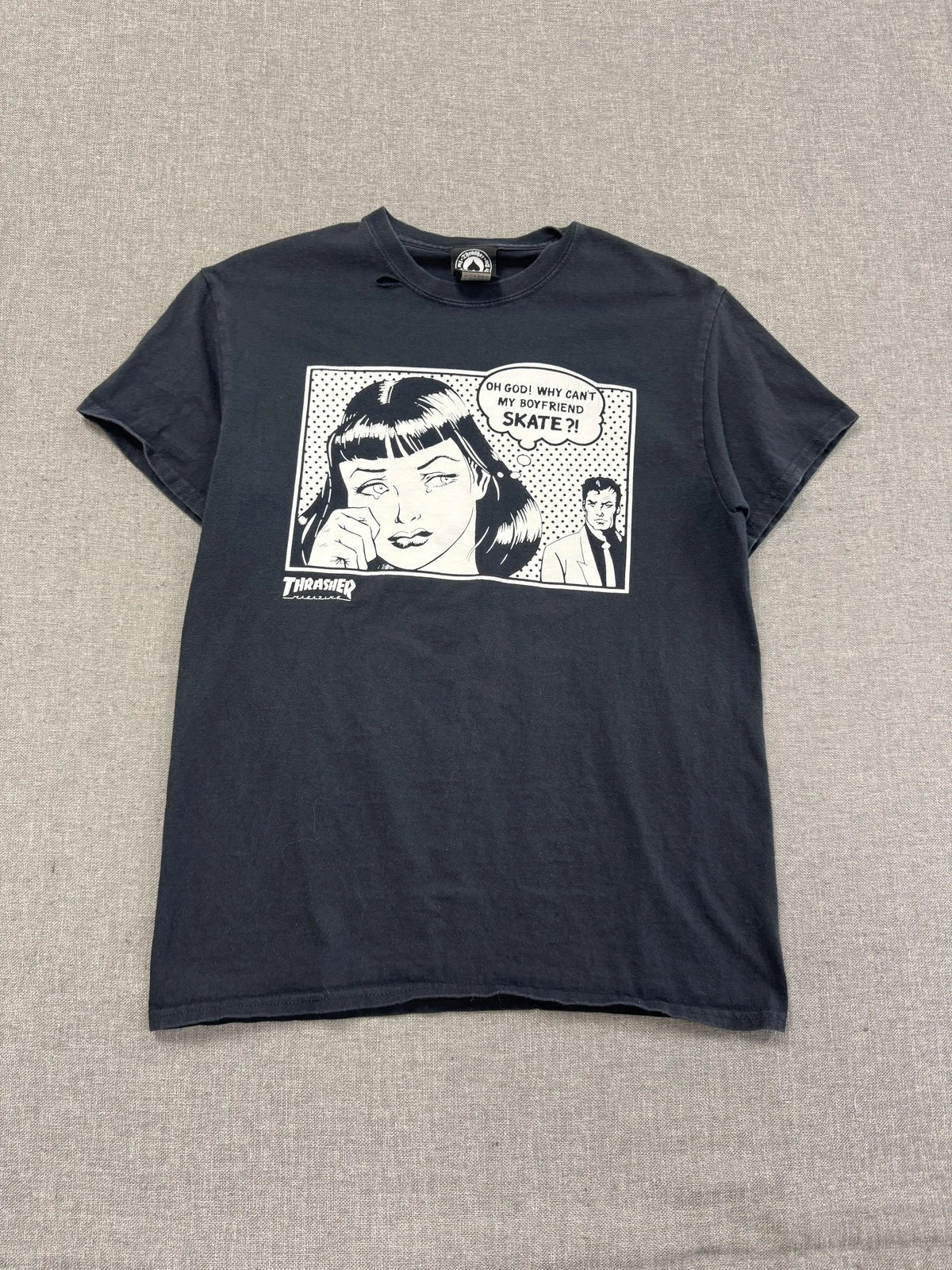 Y2K Thrasher Mens Medium Black Comic Graphic - Adult & Kids T-Shirts, Sweatshirts & Hoodies apparel design preview 1