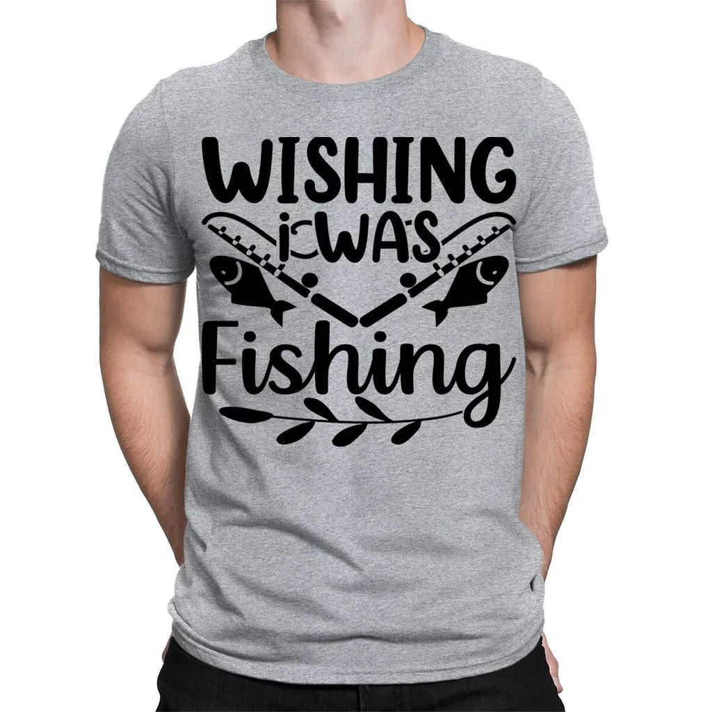 Wishing I Was Fishing Funny Fishermen Fish Anglers - Adult & Kids T-Shirts, Sweatshirts & Hoodies apparel design preview 1
