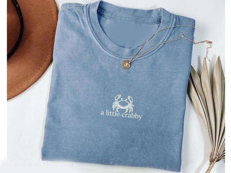 HOT A little Crabby Minimalist Beach Funny Meme - Adult & Kids T-Shirts, Sweatshirts & Hoodies apparel design preview 1